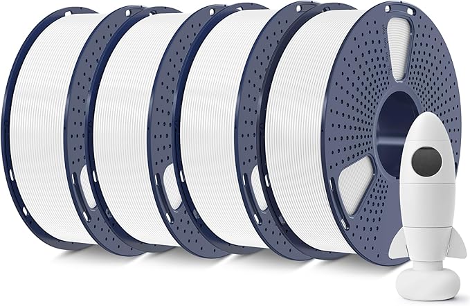 SUNLU 4KG 3D Printer Filament Bundle PLA Matte 1.75mm, Neatly Wound Filament with Matte Finish, Print with 99% FDM 3D Printers, 1kg Spool (2.2lbs), 4 Packs, White*4