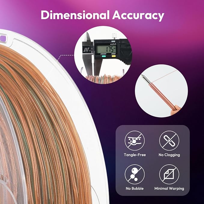 AMOLEN 95A TPU 3D Printer Filament, 1.75mm Glow in the Dark Rainbow Purple Pink Orange Blue, Soft TPU Flexible, High Hardness & Resilience, Best with UV Lamps, 1KG Spool(2.2lbs), Fit Most 3D Printers