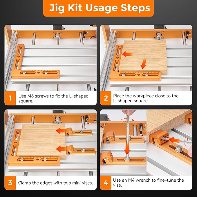 CNC Workpiece Positioning Fixture, CNC Vise Clamps for T-Slot & Perforated Tables - Woodworking Fixture with Repeatable Positioning Side Clamping, CNC Machining, Engraving, and DIY Projects