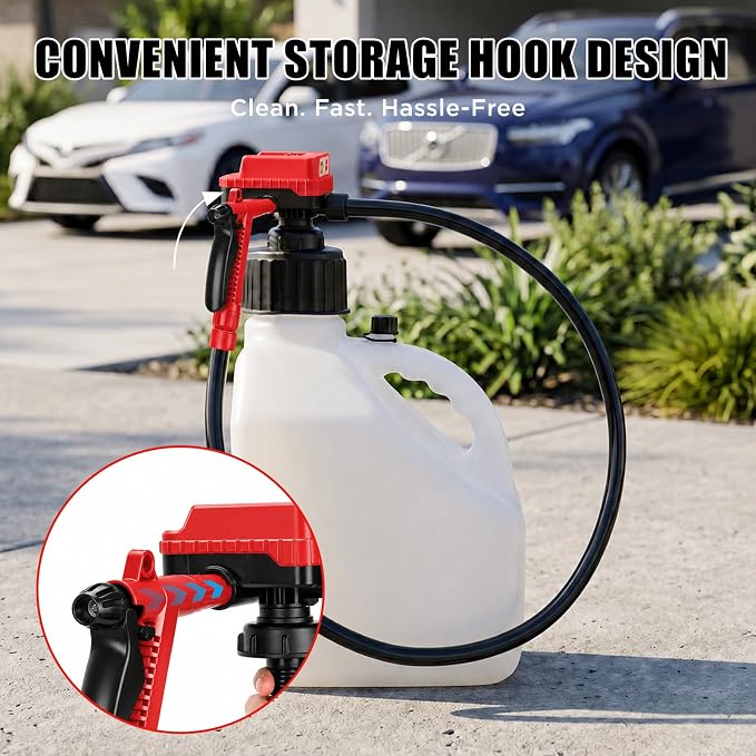 4.5GPM Cordless Fuel Transfer Pump with 51" PVC Hose, Compatible with DeWalt 20V (Include POWERSTACK) & Milwaukee 18V Batteries, 4 adapters & multi-adapter, Gas Pump for Lawn Mowers, Cars(Bare Tool)