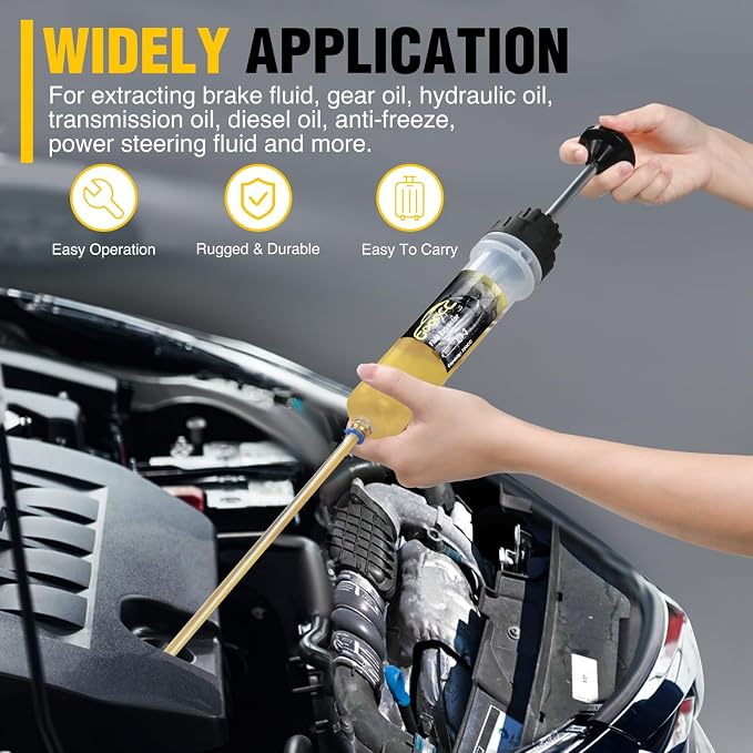 GOOACC Oil Extractor Pump Automotive, Fluid Extractor with Hose Oil Change Syringe Vacuum Pump Extractor, 200CC Manual Brake Fluid Extractor for Car Engine Oil Transfer Suction Extraction Fill 0.21QT
