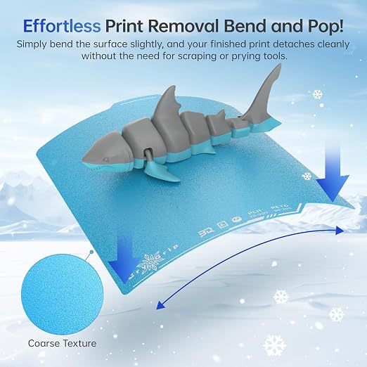 BIQU CryoGrip Pro Frostbite Cold Build Plate for Bambu-Lab X2D P2S P1S P1P X1C X1E A1 3D Printers, Super-Tack Spring Steel Sheet, 257x257mm, Room Temperature Printing, Double-Sided, 1 Piece