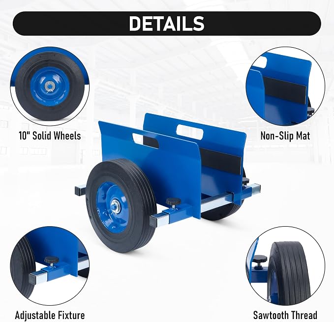 AIWFL Panel Dolly Heavy Duty Door Cart 1100LBS Capacity Adjustable Drywall Mover with 10" Solid Wheels Panel Cart for Drywall Sheet Material Handling All Terrain Slab Dolly