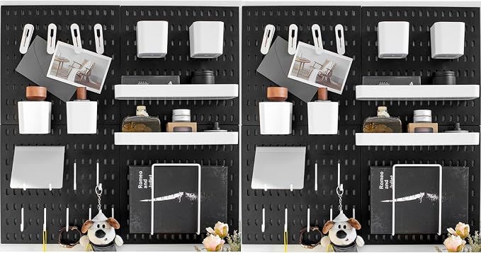 Wall-Mounted Pegboard Kit, 50.4" x 25.2" Organizer Panel – Large, Cost-Effective & Nail-Free Installation Black