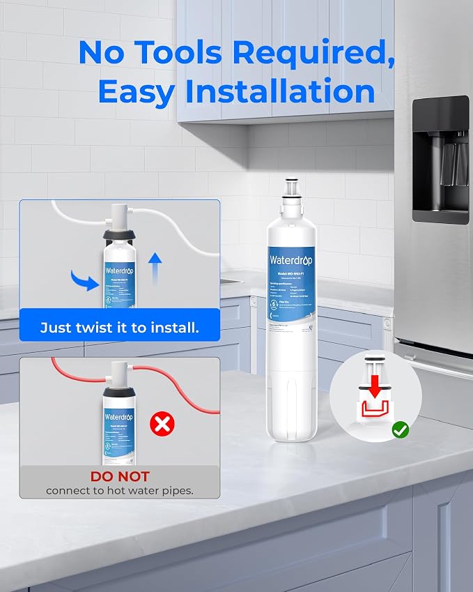 Waterdrop F-1000 Water Filter, Replacement for InSinkErator® F-1000 F-2000 Filter and AquaPure AP Easy C-Complete, Reduces Chlorine, Bad Taste & Odor, NSF/ANSI 42 Certified, 2 Pack