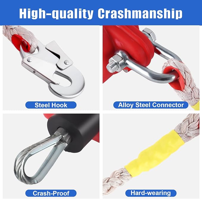 Fall Protection Lanyard Fall Arrest Protector 66Feet Self Retractable Double Locking Gear, Dual Shell Fall Safety Lifeline, Rope for Roofing, Construction, Rescue