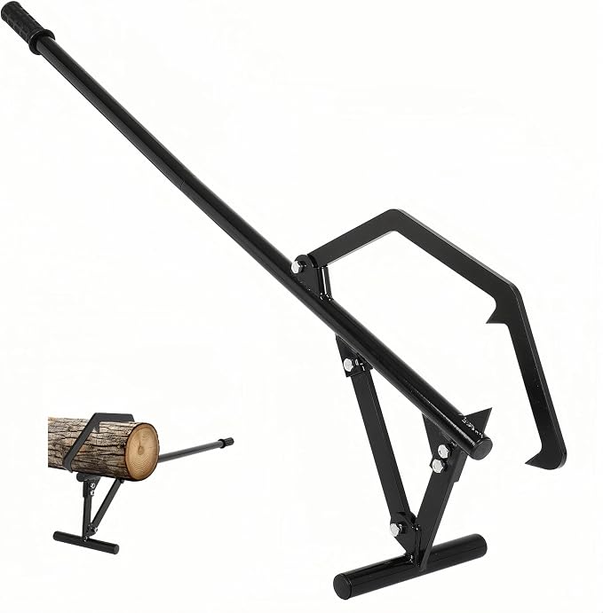 Timberjack Log Roller Lifter, 50.8" Long Handle Log Roller Tool, Adjustable Cant Hook Log Lifter, Ups to 25" in Dia Logging Tools, Heavy Duty Steel Log Jack for Rolling and Raising Up Logs