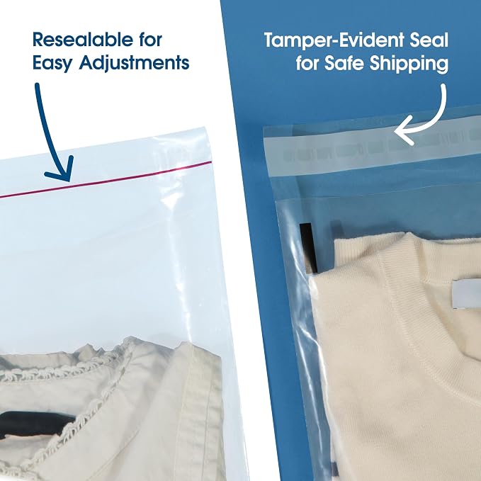 Spartan Industrial - 12” X 15” (500 Count) Self Seal Clear Poly Bags with Suffocation Warning for Packaging, T Shirts - Resealable Glue