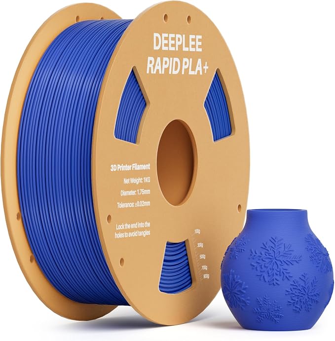 Rapid PLA Plus Filament 1.75mm, High Speed 3D Printer Filament Up to 600mm/s, PLA+ Filament Dimensional Accuracy +/- 0.02 mm Fits Most FDM 3D Printer, Cardboard Spool Blue 1kg