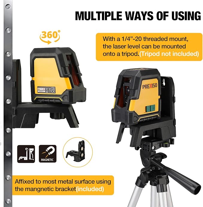 PREXISO 2-in-1 Digital Tape Measure 16Ft & PREXISO Laser Level with Tripod - 100Ft Rechargeable Dual Modules