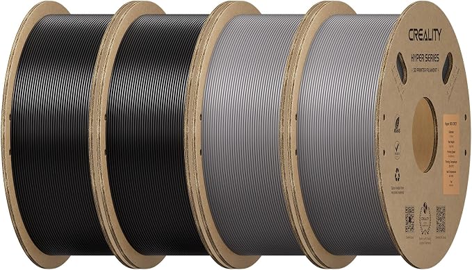Creality Hyper ABS Filament 1.75mm 4KG, High-Temperature Resistant, High Impact Strength, Stable Printing Performance, +/- 0.05mm Accuracy（Black&Grey