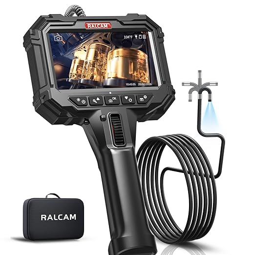 Two-Way Articulating Borescope for Smartphone&iPhone + 10FT Endoscope Camera with Light 5" with 0.24in Slim Probe Video Inspection for Automotive Engine, HVAC, Mechanical, Wall