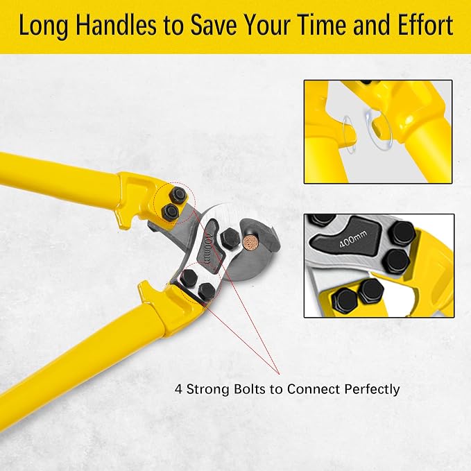 AUPREX 18 Inch Heavy Duty Cable Cutter with Long Handle, Harden Carbon Steel Cable Cutter for Aluminum Cable, Copper Wire and Communication Cables.