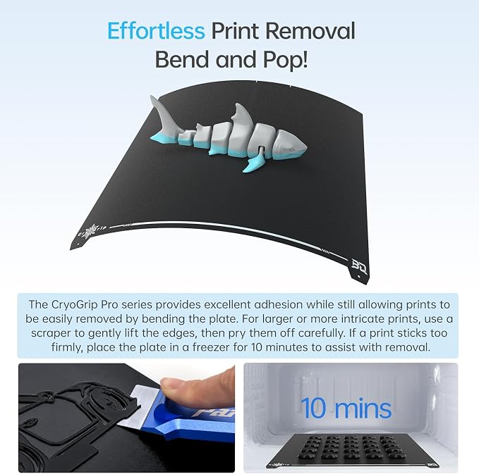 BIQU CryoGrip Pro Frostbite for K2 Plus 370x370mm Cold Build Plate Room Temperature Print Double Sided Upgrade Plate Removable Surface Platform
