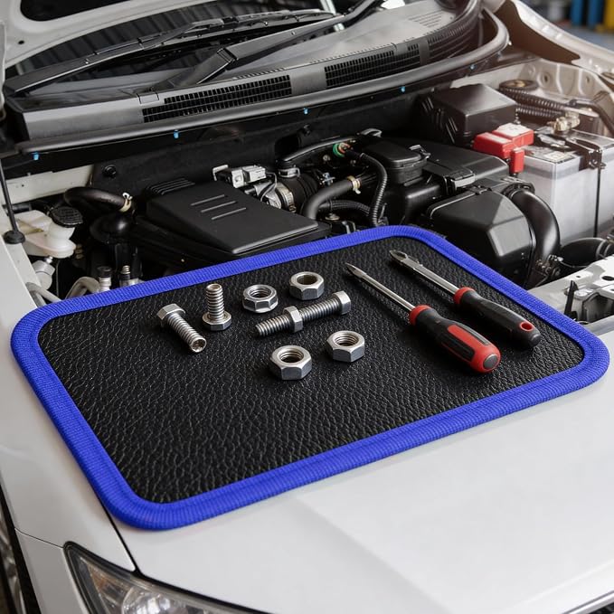 Flexible Magnetic Tool Mat, 12.8" x9.5" Non-Slip Magnetic Tool Organizer & &Telescoping Magnetic Tool, Magnetic Tool Mat for Mechanics, Garage, Workshop & Auto Repair(Blue)
