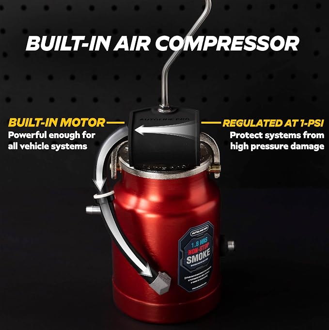 AutoLine Pro EVAP High Volume Smoke Machine Leak Tester with Built-in Air Pump - Shop Series Plus - Automotive Smoke Tester with Best Ranked Smoke Fluid, Premium Cone & Gas Cap Adapter