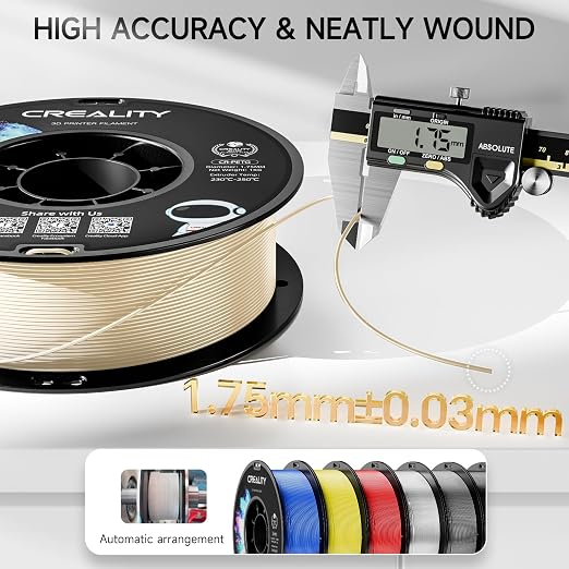Official Creality PETG 3D Printer Filament 1.75mm 1KG (2.2lbs), High Precision Strong Toughness, Odorless Better Flow Moistureproof 3D Printing Ender Filament, Beige