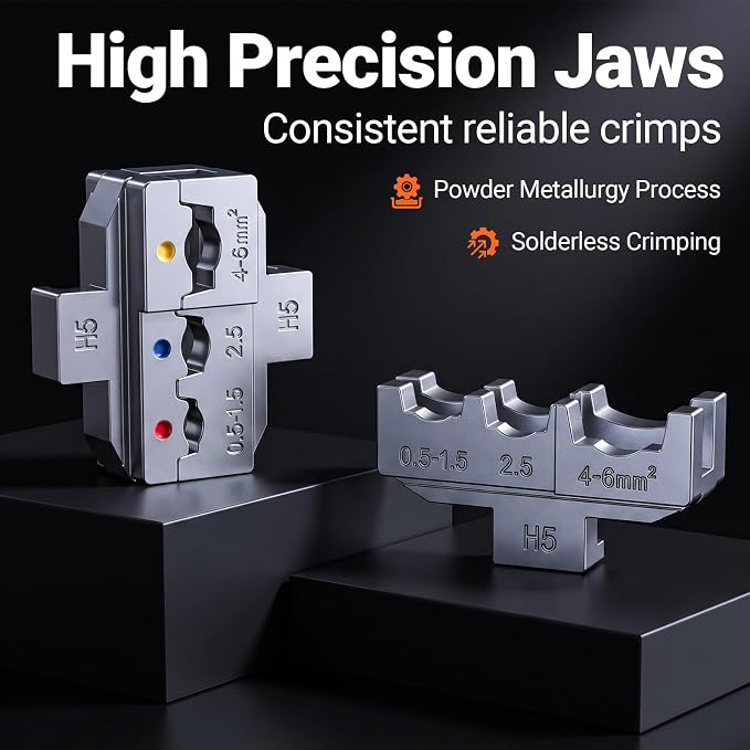 Preciva Crimping Tool Kit with 6PCS Crimping Die, Wire Stripper, 285PCS Terminals, for Heat Shrink, Insulated, Open Barrel, Ferrule, Circlip & Solar Connectors
