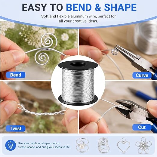 Therwen 100ft 12 Gauge Stainless Steel Wire for Gardening, Electroculture, Bonsai, Jewelry Making Beading DIY Craft Pure Bare Stainless Steel Wire Spool