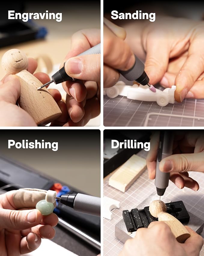 HOTO SNAPBLOQ™ R-A04 Mini Rotary Tool Kit, Brushless Engraving Pen | Cordless or Corded, 15,000–22,000 RPM Variable Speed, 38 Accessories, Modular Storage, for 3D Print Finishing & DIY Crafts