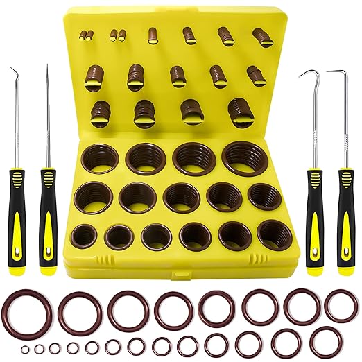 KEZE 382 Pcs SAE Viton O Ring Assortment Kit and 15Pcs Pick & Hook Set with Scraper and Magnetic Telescoping Tool Kit for Various Automobiles Engines Pumps Cylinders Plumbing