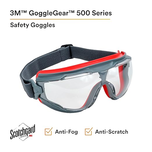3M GoggleGear 500 Series GG501SGAF, Clear, Scotchgard Anti-fog Lens, 1 Pair