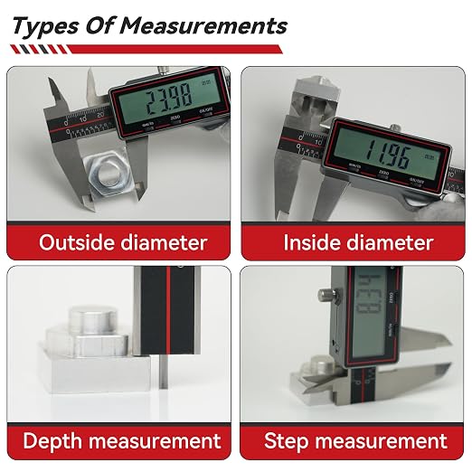 GemRed Wireless Digital Caliper 0-6 Inch/150mm with Data Transfer to Excel/Phone/PC, Stainless Steel Caliper Measuring Tool with Auto-Off, Large LCD Inch/MM for DIY/Household/3D-printing