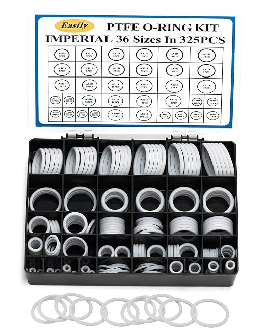 O Rings Assortment PTFE Kit, 325PCS Sealing Gasket Washer Professional for Automotive Repair, Plumbing and Faucet, Air or Gas Connections, Resist Oil and Heat O-Rings