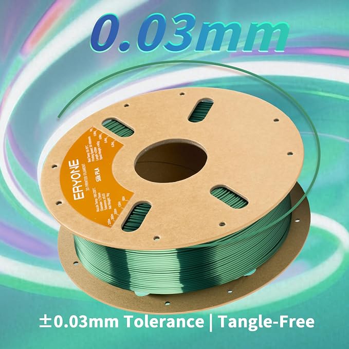 ERYONE Silk PLA Filament for 3D Printer 1.75mm +/- 0.03mm, Shiny Filament 1kg (2.1lbs)/Spool, Olive Green