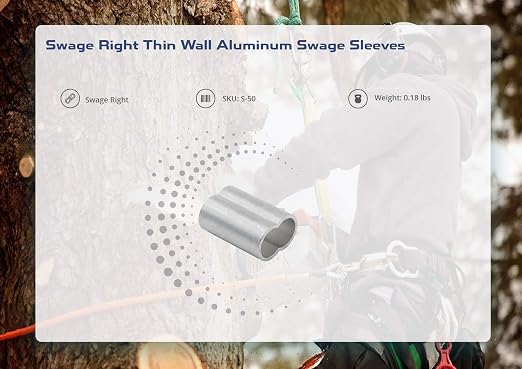 Thin Wall Aluminum Swage Sleeves Clip & Ferrules (1/4") - Oval Duplex Fiber Rope Cable Crimping Loop Fittings (Pack of 100)