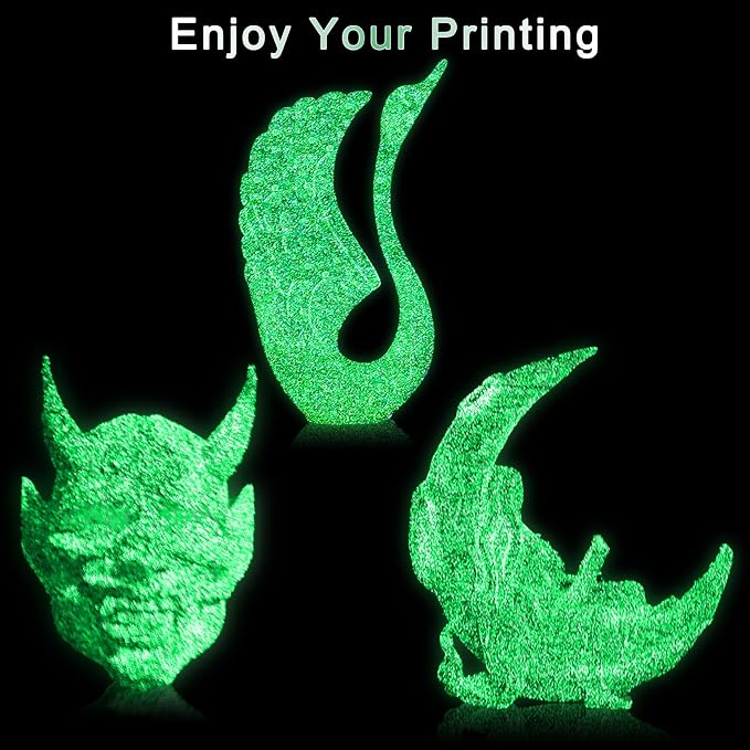 YOUSU 3D Printer Filament PLA Filament 1.75mm Black Filament with Glow in The Dark Green Starry Sky 1kg(2.2lbs).