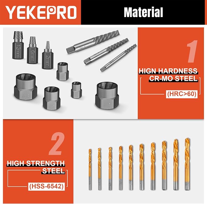 40-Piece Metric Bolt & Screw Extractor Set with Left Hand Cobalt Drill Bit Set, Easy Out Broken Stripped Screw Removal Tool for Damaged, Frozen, Studs, Rusted, Rounded-Off Bolts, Nuts & Screws