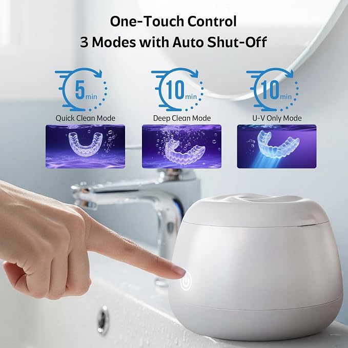 Ultrasonic Retainer Cleaner Machine 48kHz Denture and Aligner Cleaning Pod for Mouth Guards Night Guards Dental Trays Braces Toothbrushes Jewelry with 200ML Capacity (Pink)
