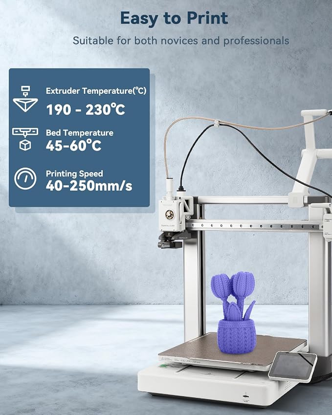 3DHoJor PLA Filament 1.75mm,3D Printer Filament,1kg Cardboard Spool (2.2lbs),Dimensional Accuracy +/- 0.03 mm,Vacuum Packaging Odor Free Clog Free Fit Most 3D FDM Printer,Periwinkle Blue