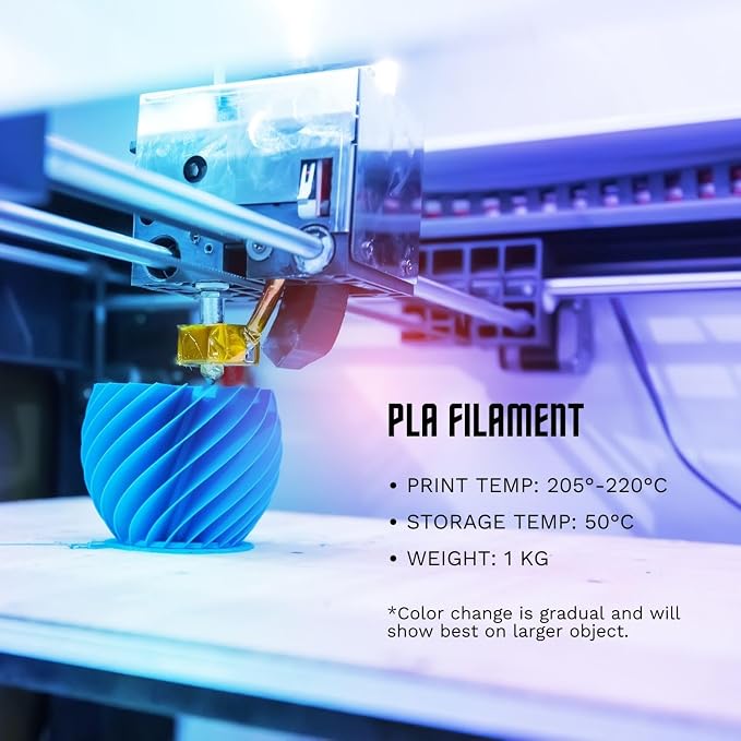 Cookiecad PLA Filament 1.75mm 1kg Rainbow Multicolor 3D Printer Filament - Blue Ombre PLA