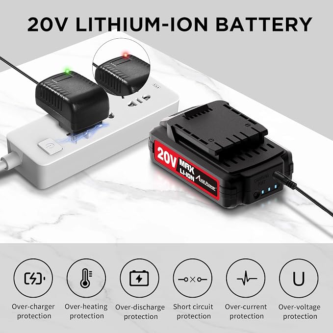 AVID POWER 20V Cordless Drill Set for Home DIY & Beginner Projects - Lightweight Power Drill with Battery Charger & 22 Bits, Variable Speed, 3/8" Keyless Chuck, Ideal for Furniture Assembly (Black)