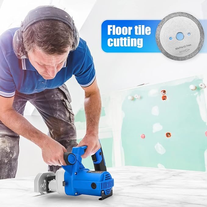 Toe Kick Saw EKS85, 3-3/8 in. Blades, 2 Alloy Blade for Woods, 1 Diamond Blade for Tiles and Stones, Flush Cutting, Special Circular Saw for Removing Subfloor or Tiles | 2 Alloy Blade for Woods, 1 Diamond Blade for Tiles and Stones, Flush Cutting, Circ...