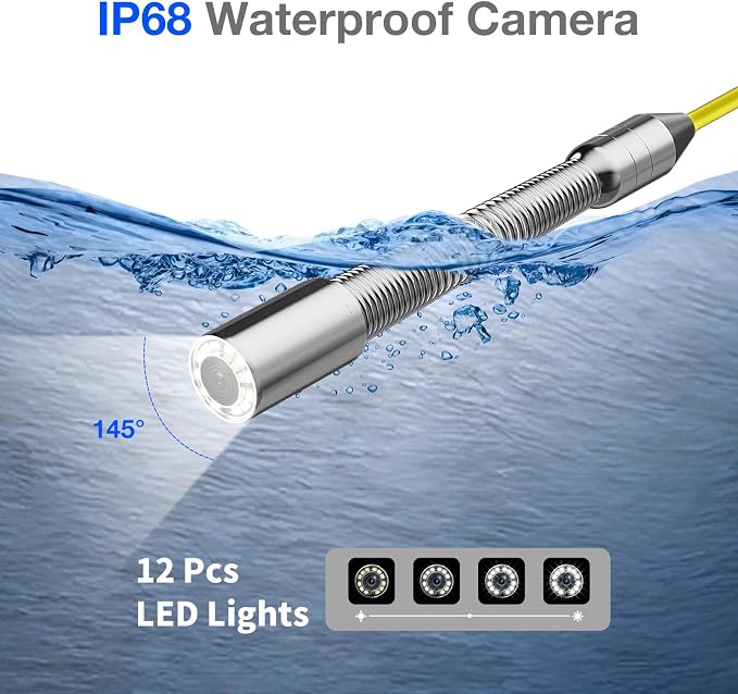Sewer Camera 100 FT, 4.3" HD Screen, 23mm Industrial Endoscope with Light,32GB Card, Portable Drain Camera with 8500mAh Battery,Ideal for Plumbers and Homeowners(No DVR)