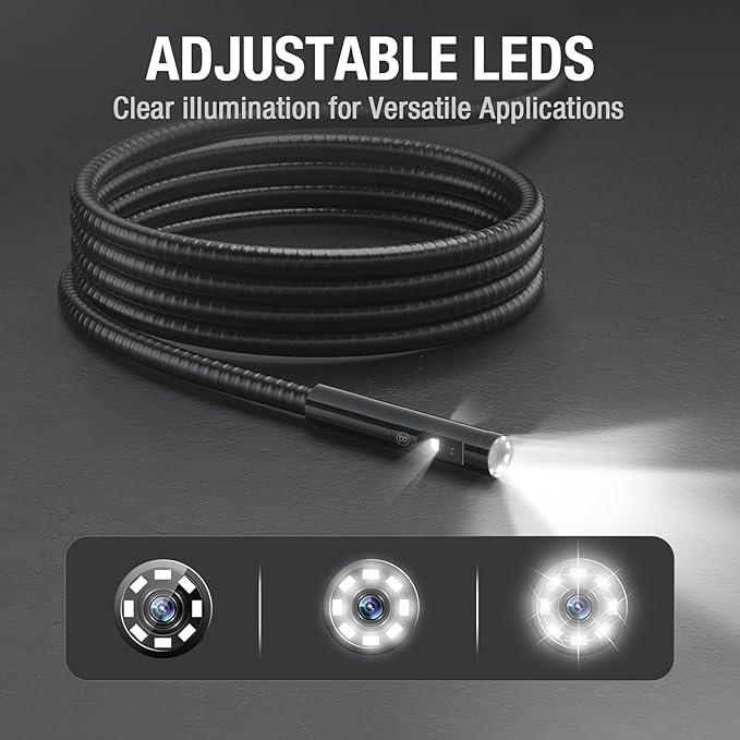 Teslong Endoscope Replacement Cable with Light, Triple Lens Inspection Camera 7.9mm/0.3inch Waterproof Probe Compatible with NTS500, NTS300(10FT)