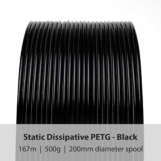 Protopasta Static Dissipative PETG Black 3D Printer Filament for ESD Safe Prints | Easy Printing with Low Warp and Wear | 1.75mm Filament | 500g with Recyclable Cardboard Spool