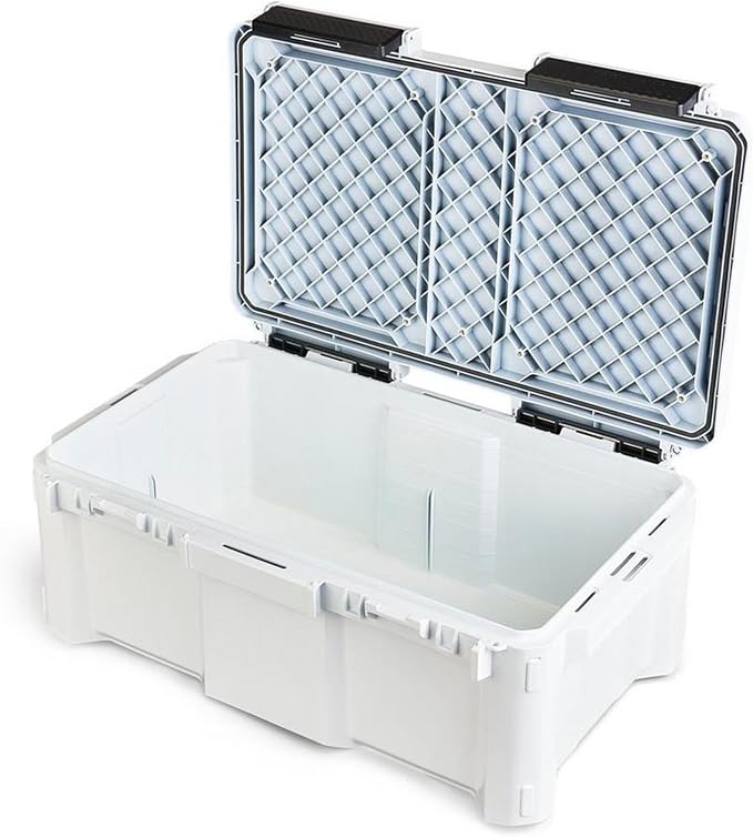 Plano GoNow Box, Waterproof Gear Storage, Heavy-Duty Outdoor Utility Container with Tray and Dividers for Tools and Accessories, Large, White