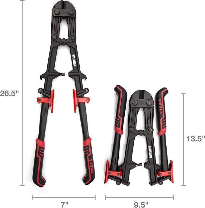 STEELMAN Folding Bolt Cutter with Ergonomic Handles, 24-inch, Cuts Bolts and Locks, Steel Construction, Non-Slip Grip