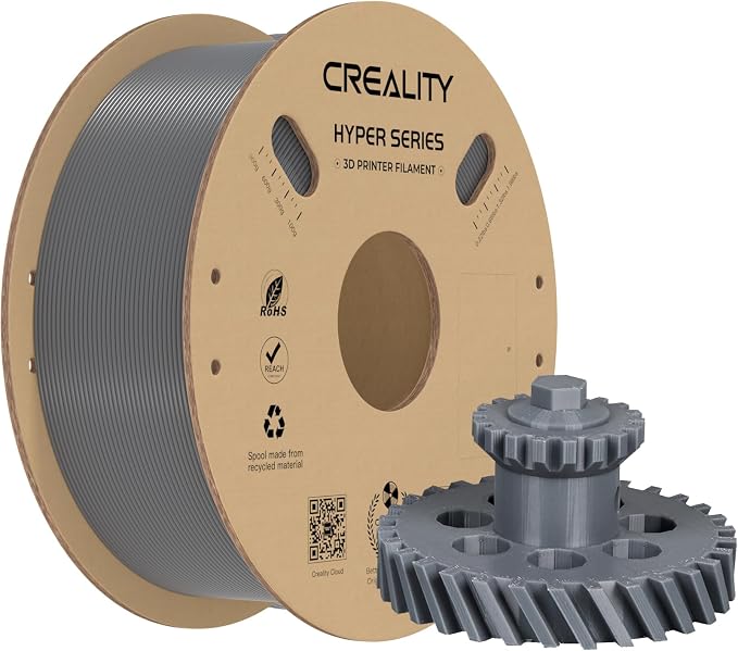 Creality Hyper ABS Filament 1.75mm, Heat Resistant and High Impact Strength, Stable Printing Performance, High-Speed Capability up to 350mm/s, Dimensional Accuracy +/- 0.05mm (Grey)