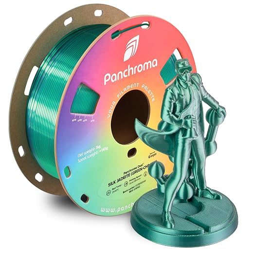 Polymaker Panchroma Dual Silk PLA Filament 1.75mm, 1kg, Jadeite | Neatly Wound, High-Gloss Finish PLA(Green-Chrome), Easy Print & Smooth Feeding, Compatible with Bambu Lab & Most 3D Printers