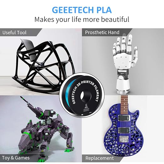 Geeetech 1.75mm PLA 3D Printer Filament, 1kg Spool (2.2lbs), Upgrade Tidy Winding Tangle-Free, Dimensional Accuracy +/- 0.02 mm, Water Blue