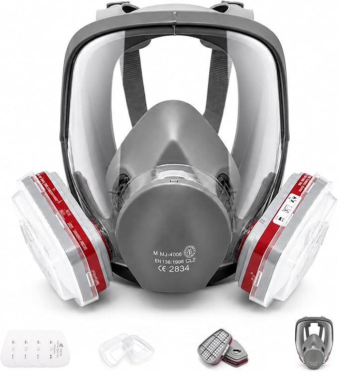 Full Face Protective Cover Mask Assembly and Replacement Lens Shield Parts System, Compatible with 6000 6800 Series