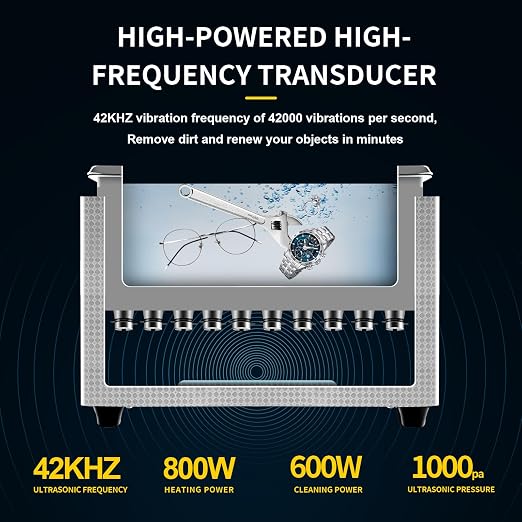 Ultrasonic Cleaning Machine 30L Digital Ultrasonic Parts Cleaner with Timer 42kHz SUS 304 Stainless Steel Lab Sonic Cleaner for Professional Tools,Metal Parts,Jewelry,Eyeglasses