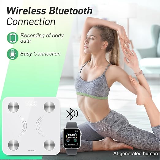 INSMART Smart Scale for Body Weight,Accurate Digital Weight Scale and Fat Percentage,Bluetooth Body Fat Scale with BMI Muscle Mass,17 Body Composition,Health Monitor Analyzer with APP Sync