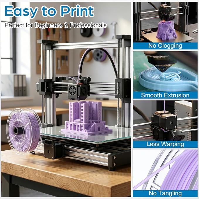 Matte Pastel PLA Filament Bundle 1.75mm, Macaron 8 Colors 250g/Spool (2KG Total), Neatly Wound Transparent Acrylic Spools for 3D Printer Pen DIY Crafts, Individually Vacuum Packed