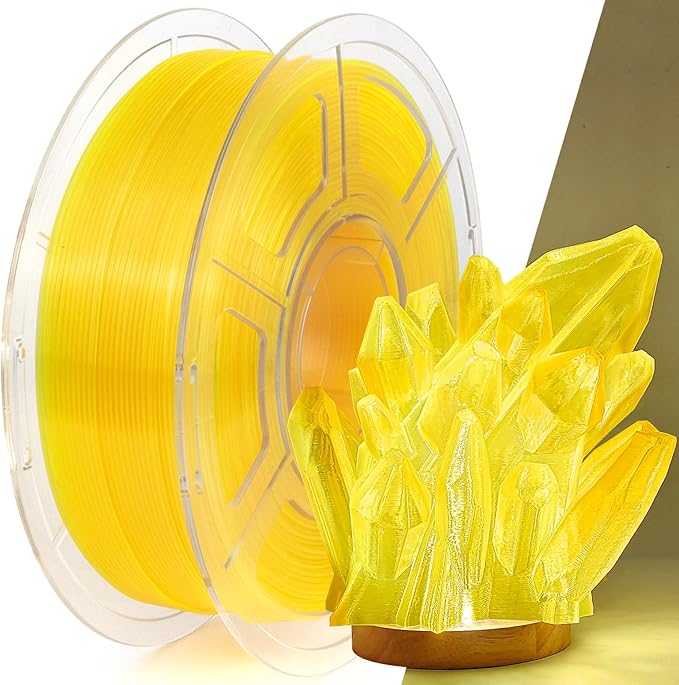 IEMAI Clear PLA Filament 1.75mm Yellow 1kg, Glossy Transparent Finish 3D Printer Filament Up to 600mm/s High Speed Printing for Lampshades, Home Décor & Creative DIY